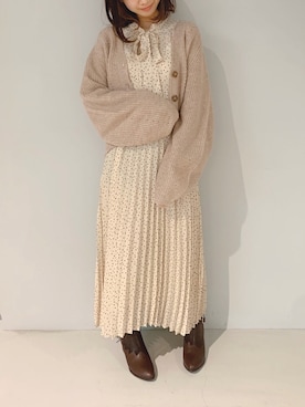 「ボウタイ」｜「アイテム（ワンピース/ドレス）」を使った、yuunaさん（レディース・157cm）の秋コーディネート