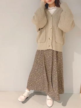 「ケーブルニット」｜「アイテム（ワンピース）」を使った、yuunaさん（レディース・157cm）の冬コーディネート