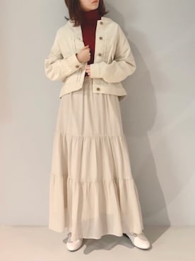 「赤ニット」｜「アイテム（ブルゾン）」を使った、yuunaさん（レディース・157cm）の冬コーディネート