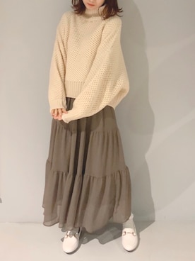 「ショート丈トップス」｜「アイテム（パンプス）」を使った、yuunaさん（レディース・157cm）の冬コーディネート