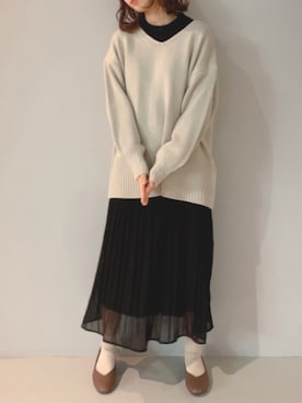 「プリーツ」｜「アイテム（その他）」を使った、yuunaさん（レディース・157cm）の冬コーディネート