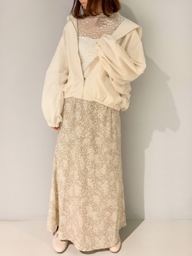 「earth music&ecology（アースミュージックアンドエコロジー）のアイテム（ブルゾン）」を使った、yuunaさん（レディース・157cm）の春コーディネート