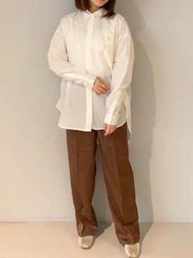 「サテンパンツ」｜「アイテム（パンプス）」を使った、yuunaさん（レディース・157cm）の春コーディネート