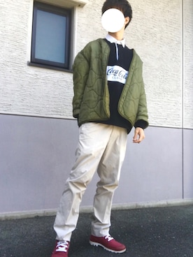 「ラガーシャツ」｜「アイテム（ミリタリージャケット）」を使った、こいちゃんさん（メンズ・173cm）の春コーディネート