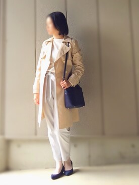 「ウェッジソール」｜「アイテム（トレンチコート）」を使った、ごまさん（レディース・160cm）の春コーディネート