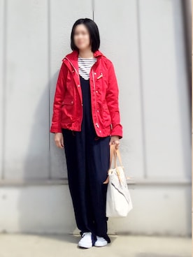 「mysty woman（ミスティウーマン）のアイテム（サロペット/オーバーオール）」を使った、ごまさん（レディース・160cm）の春コーディネート