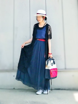 「CLEDRAN（クレドラン）のアイテム（アクセサリー）」を使った、ごまさん（レディース・160cm）の夏コーディネート