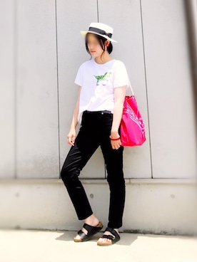 「CLEDRAN（クレドラン）のアイテム（アクセサリー）」を使った、ごまさん（レディース・160cm）の夏コーディネート