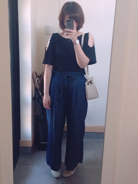 「お買い物」｜「アイテム（アナログ腕時計）」を使った、はるまろ☆さん（レディース・161cm）の夏コーディネート