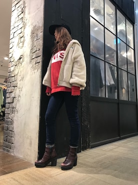 「Right-on（ライトオン）のアイテム（その他アウター）」を使った、アップルさん（レディース・155cm）の秋コーディネート