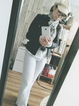 「GAP（ギャップ）のアイテム（ライダースジャケット）」を使った、　　Harumi さん（レディース・163cm）の秋コーディネート