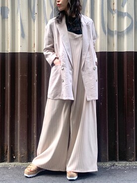 「OSMOSIS（オズモーシス）のアイテム（オールインワン・サロペット）」を使った、mizukiさん（レディース・156cm）の春コーディネート