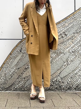 「アイテム（ジャンパースカート）」を使った、mizukiさん（レディース・156cm）の春コーディネート