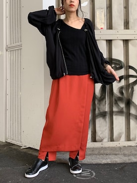 「OSMOSIS（オズモーシス）のアイテム（ブルゾン）」を使った、mizukiさん（レディース・156cm）の夏コーディネート