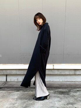 「OSMOSIS（オズモーシス）のアイテム（シャツワンピース）」を使った、mizukiさん（レディース・156cm）の秋コーディネート
