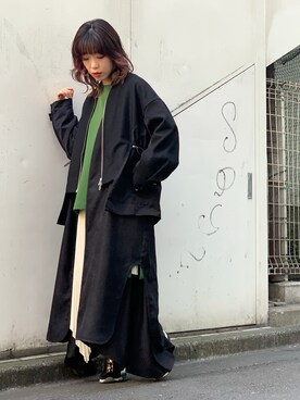 「OSMOSIS（オズモーシス）のアイテム（ジャケット/アウター）」を使った、mizukiさん（レディース・156cm）の秋コーディネート
