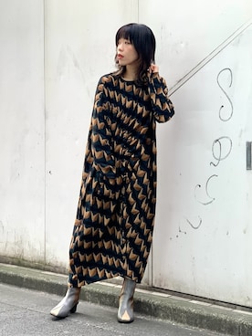 「アイテム（ワンピース/ドレス、グリーン系）」を使った、mizukiさん（レディース・156cm）の冬コーディネート