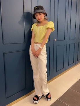 「おんなのこコーデ」｜「アイテム（アクセサリー）」を使った、小川 桃香さん（レディース・158cm）の夏コーディネート