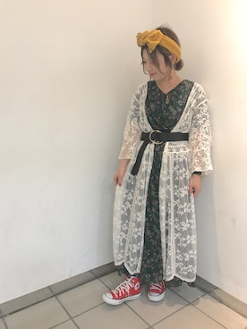「kaorinomori（カオリノモリ）のアイテム（ヘアバンド）」を使った、52tanさん（レディース・154cm）の春コーディネート