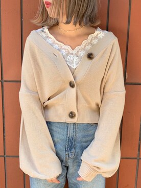 「アプレジュール」｜「アイテム（カーディガン/ボレロ）」を使った、52tanさん（レディース・154cm）の春コーディネート