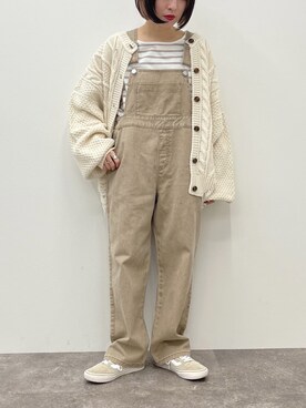 「apres jour mignon（アプレジュールミニョン）のアイテム（サロペット/オーバーオール）」を使った、52tanさん（レディース・154cm）の春コーディネート