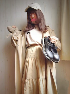 「消えそうな色コーデ」｜「アイテム（トレンチコート）」を使った、みうさん（レディース・155cm）の春コーディネート