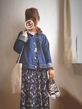 「rps（アールピーエス）のアイテム（デニムジャケット）」を使った、みうさん（レディース・155cm）の春コーディネート