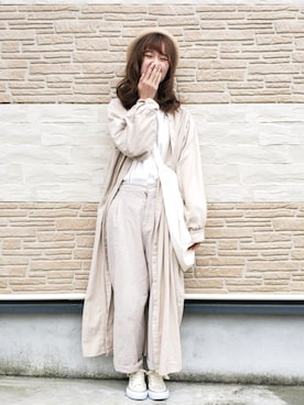 「消えそうな色コーデ」｜「アイテム（ハンチング/ベレー帽）」を使った、みうさん（レディース・155cm）の春コーディネート