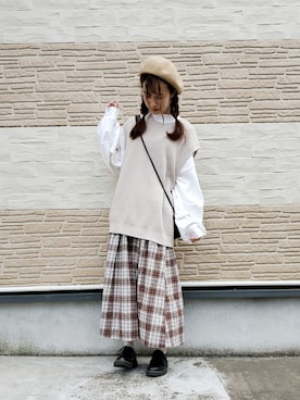「rps（アールピーエス）のアイテム（ハンチング/ベレー帽）」を使った、みうさん（レディース・155cm）の秋コーディネート