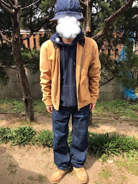 「アイテム（ハット、ブルー系）」を使った、toolsさん（メンズ・162cm）の春コーディネート