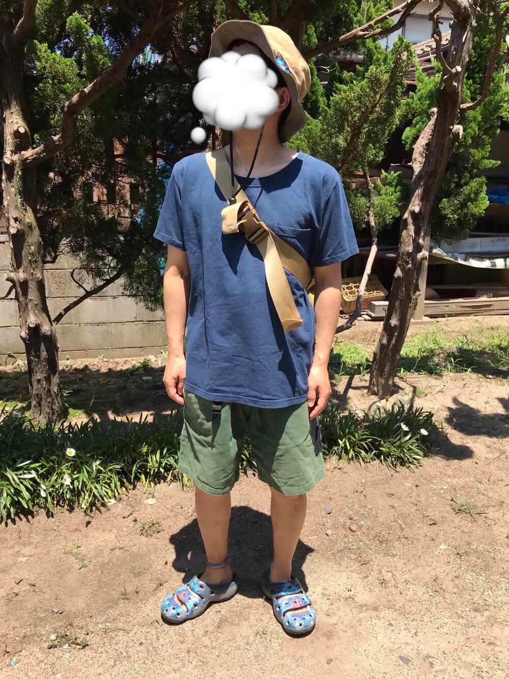 「夏だ！Tシャツ着よう！、夏コーデ、短パン、WILDTHINGS、goodwear、KAVU、keen、MYSTERY RANCH、自己満バンザイ😆」｜「Goodwear(Since1983)のGOODWEAR / グッドウェア ポケットTEE  POCKET TEE（Tシャツ/カットソー、ブルー系）」を使った、toolsさん（メンズ・162cm）の夏コーディネートの1枚目の写真