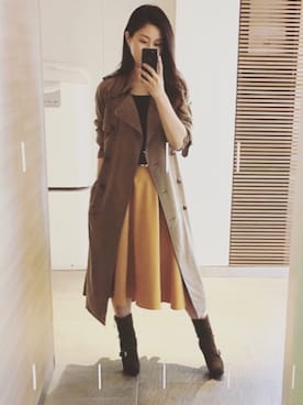 「Drawing Numbers（ドローイング ナンバーズ）のアイテム（ジャケット/アウター）」を使った、Hiroyoさん（レディース・160cm）の冬コーディネート