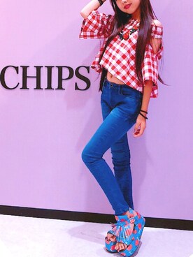 BANANA CHIPSのデニムパンツを使った人気ファッションコーディネート