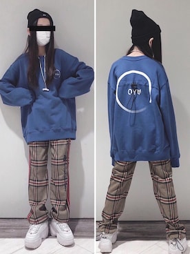 「OY（オーワイ）のアイテム（帽子）」を使った、cocoron♡さん（レディース・155cm）の冬コーディネート