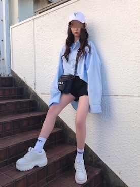 「OY（オーワイ）のアイテム（帽子）」を使った、cocoron♡さん（レディース・155cm）の春コーディネート