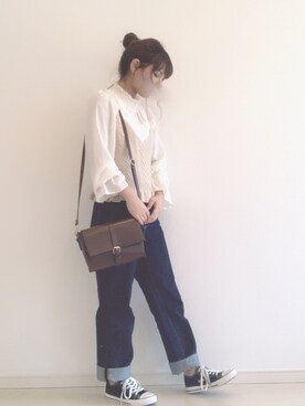 「chocomee（チョコミー）のアイテム（ショルダーバッグ）」を使った、yuri*さん（レディース・152cm）の春コーディネート