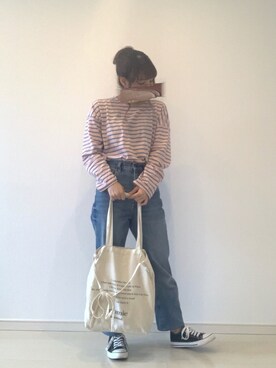 「chocomee（チョコミー）のアイテム（トートバッグ）」を使った、yuri*さん（レディース・152cm）の春コーディネート