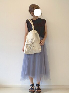 「chocomee（チョコミー）のアイテム（トートバッグ）」を使った、yuri*さん（レディース・152cm）の夏コーディネート