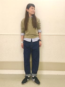 「orSlow（オアスロウ）のアイテム（パンツ）」を使った、ASAMI OKANOさん（レディース・161cm）の春コーディネート