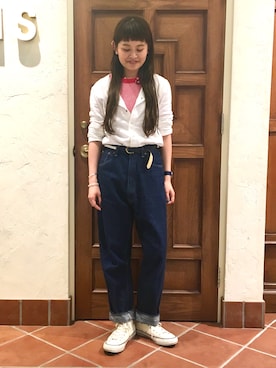 「orSlow（オアスロウ）のアイテム（パンツ）」を使った、ASAMI OKANOさん（レディース・161cm）の春コーディネート