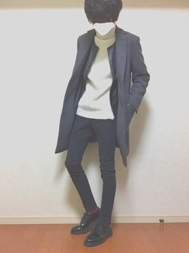「unrelaxing（アンリラクシング）のアイテム（ノーカラージャケット）」を使った、荘高さん（メンズ・173cm）の冬コーディネート