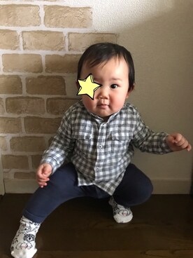 「Moujonjon（ムージョンジョン）のアイテム（レッグウェア）」を使った、ゆっきさん（キッズ・70cm）の秋コーディネート