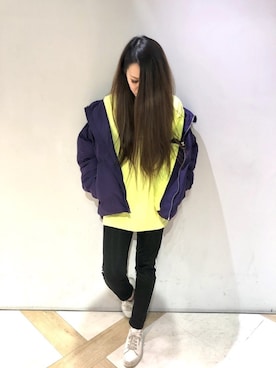 「MinoriTY（マイノリティ）のアイテム（その他アウター）」を使った、こ ま じ ゅ なさん（レディース・160cm）の冬コーディネート