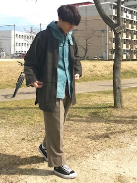 「古着好きな人と繋がりたい」｜「アイテム（ノーカラージャケット）」を使った、だいごさん（メンズ・174cm）の春コーディネート