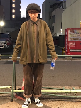 「SPINNS（スピンズ）のアイテム（ハンチング/ベレー帽）」を使った、だいごさん（メンズ・174cm）の冬コーディネート