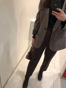 「Mila Owen（ミラオーウェン）のアイテム（ノーカラージャケット）」を使った、pchaaaaaaaaaaaanさん（レディース・164cm）の冬コーディネート