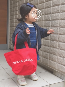 「BeBe（ベベ）のアイテム（ナイロンジャケット）」を使った、こしあんさん（キッズ・80cm）の冬コーディネート