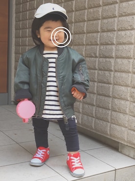 「no brand（ノーブランド）のアイテム（ブルゾン）」を使った、こしあんさん（キッズ・80cm）の春コーディネート