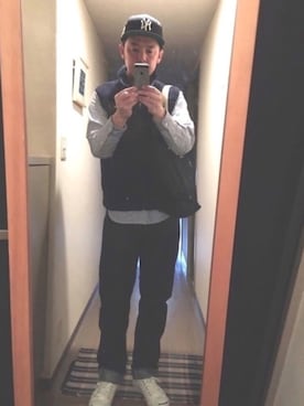 「アイテム（ベスト、ブルー系）」を使った、ビギオ195さん（メンズ・179cm）の春コーディネート