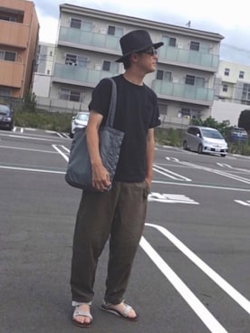「BRONTE（ブロンテ）のアイテム（帽子）」を使った、ビギオ195さん（メンズ・179cm）の夏コーディネート